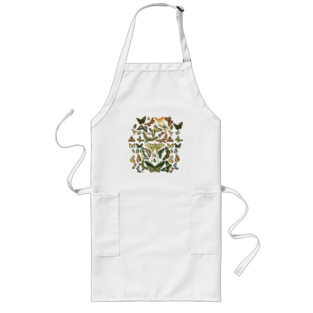 Butterfly Vintage Antique Butterflies Art Long Apron (Front)