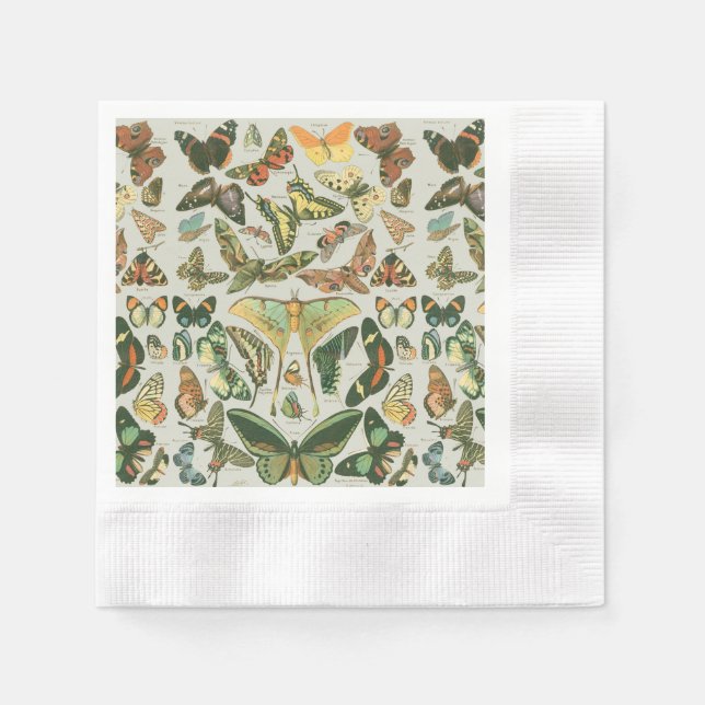 Butterfly Vintage Antique Butterflies Art Napkin (Front)