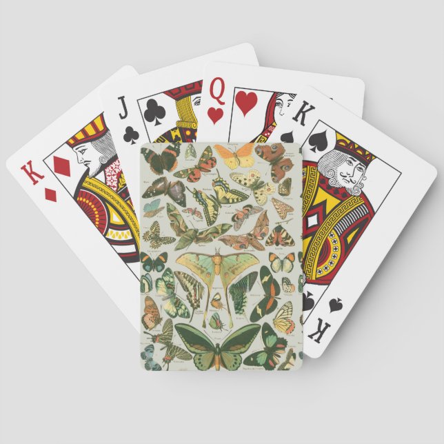 Butterfly Vintage Antique Butterflies Art Playing Cards (Back)