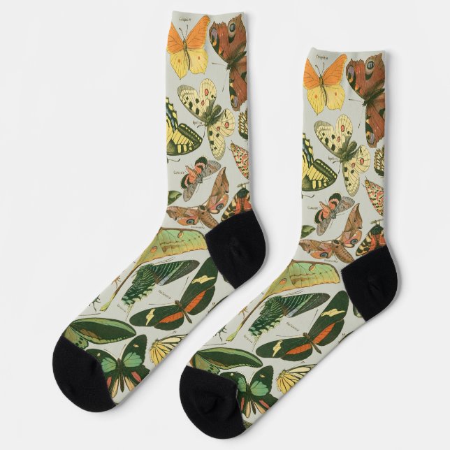 Butterfly Vintage Antique Butterflies Art Socks (Left)