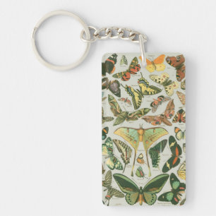 Butterfly Vintage Antique Butterflies Pattern Key Ring