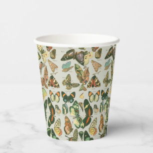 Butterfly Vintage Antique Butterflies Pattern Paper Cups