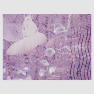 Butterfly Vintage Antique Floral Purple Script Tissue Paper