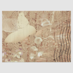 Butterfly Vintage Antique Floral Sepia Script Tissue Paper