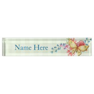 Butterfly Vintage Floral Nameplate
