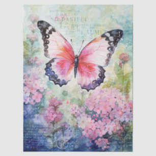 Butterfly Vintage Hand Writing Letter Decoupage Tissue Paper