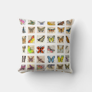 Butterfly Vintage Postcard art Collage sheet Cushion