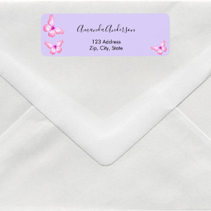 Butterfly violet pink return address label