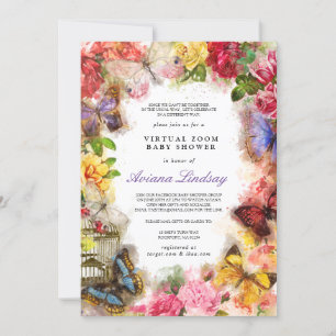 Butterfly Virtual Online Baby Shower Invitation