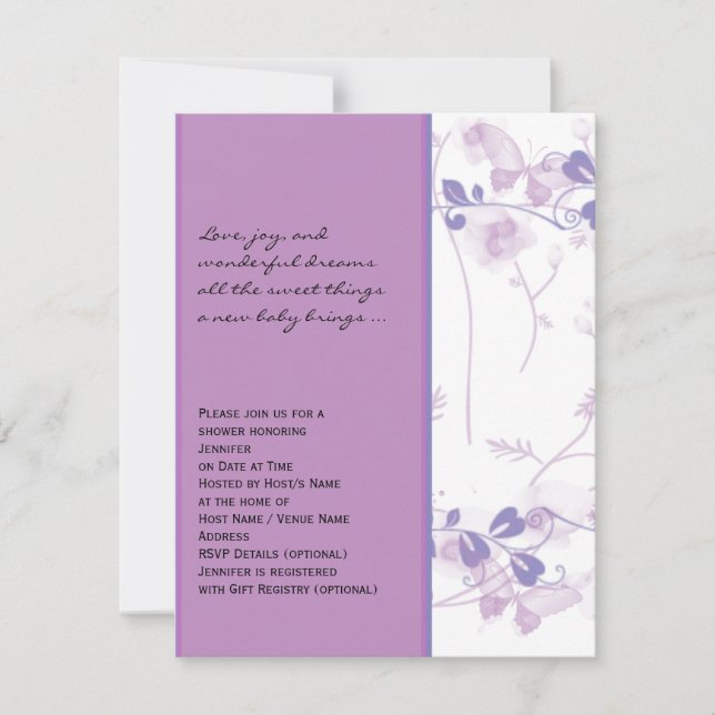 Butterfly Visions in Lilac Baby Shower Invitation (Front)