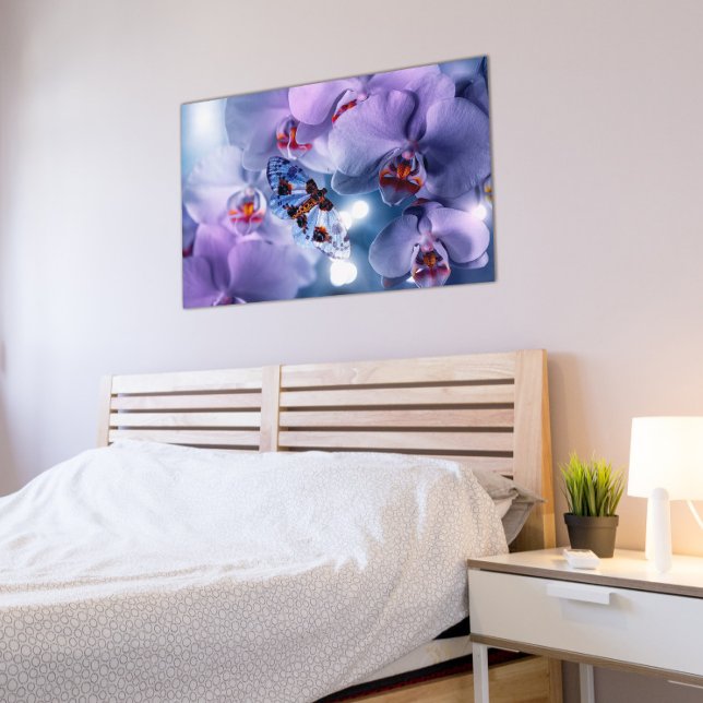 Butterfly Visiting Pink and Purple Orchid Flowers  Poster (Creator Uploaded)