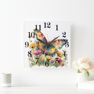 Butterfly Wall Square Wall Clock