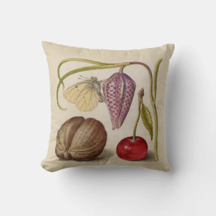 Butterfly Walnut Flower Cherry Watercolor Art Cushion