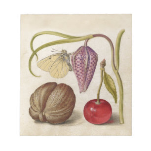 Butterfly Walnut Flower Cherry Watercolor Art Notepad