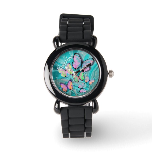 Butterfly Watch! Add Name! Girly Gift! Watch (Front)