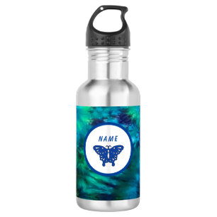 Butterfly Water Bottle Green and Blue Tie-Dye