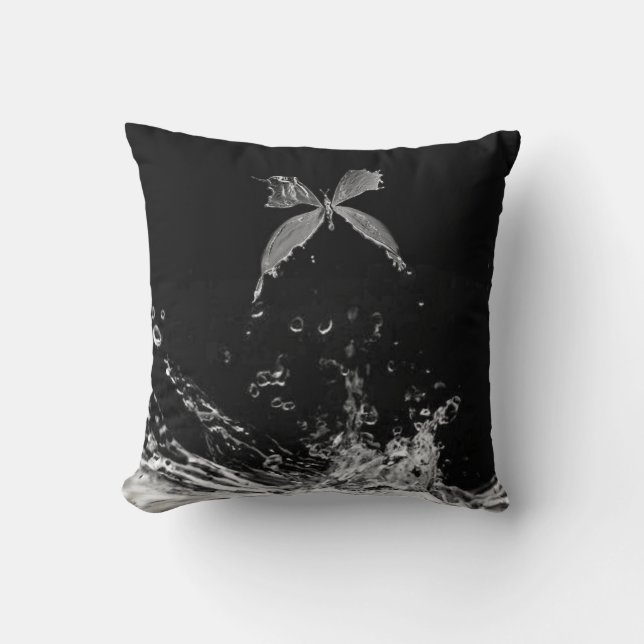 Butterfly water drop throw pillow (Front)