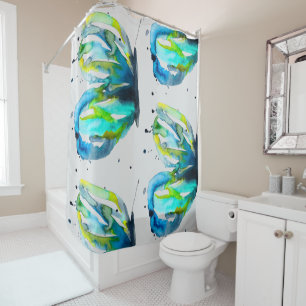 Butterfly watercolor art shower curtain