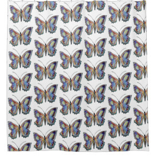 Butterfly watercolor art shower curtain