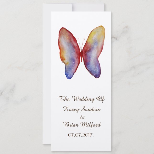 Butterfly, Watercolor Art Wedding Invitation (Front)