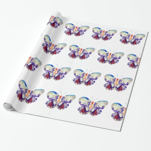 Butterfly  Watercolor Art Wrapping Paper (Unrolled)