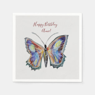 Butterfly watercolor Birthday Custom Napkin