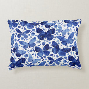 Butterfly Watercolor Blue Decorative Cushion