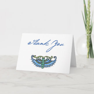 Butterfly Watercolor (blue/script) Thank You Card