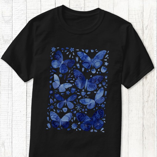 Butterfly Watercolor Blue T-Shirt (Blue butterfly t-shirt)