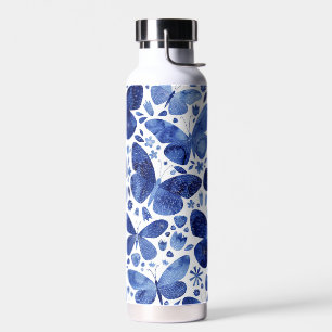 Butterfly Watercolor Blue Water Bottle