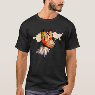 Butterfly Watercolor Butterfly On Flower Positive T-Shirt