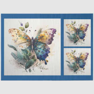 Butterfly Watercolor  Decoupage  Tissue Paper