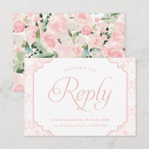 Butterfly Watercolor Florals Blush Pink RSVP Card