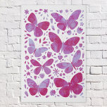 Butterfly Watercolor Magenta Pink Faux Canvas Print<br><div class="desc">Magenta pink and white watercolor butterflies pattern.  Original art by Nic Squirrell.</div>