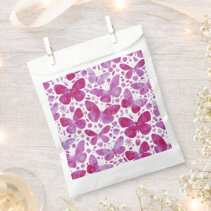 Butterfly Watercolor Magenta Pink Favour Bags