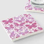 Butterfly Watercolor Magenta Pink Stone Coaster<br><div class="desc">Magenta pink and white watercolor butterfly painting.  Original art by Nic Squirrell.</div>
