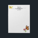 Butterfly Watercolor Monogram Name Notepad<br><div class="desc">This design may be personalised in the area provided by changing the photo and/or text. Or it can be customised by clicking Personalise this Template and then choosing the click to customise further option and delete or change the colour of the background, add text, change the text colour or style,...</div>