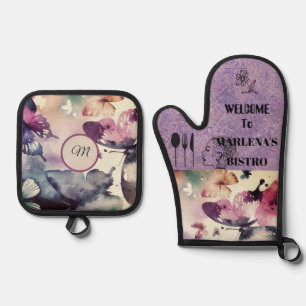 Butterfly Watercolor Oven Mitt & Pot Holder Set