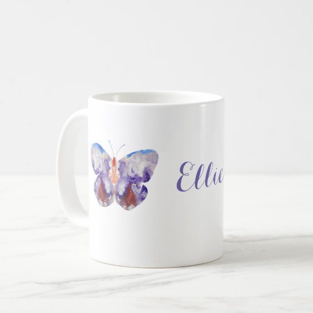 Butterfly Watercolor Personalized Coffee Mug (Front Left)