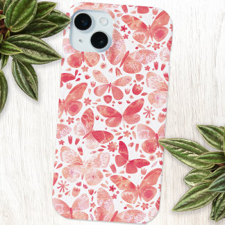 Butterfly Watercolor Pink iPhone 15 Mini Case