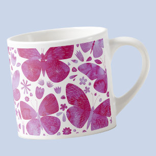 Butterfly Watercolor Pink Espresso Cup