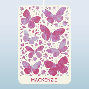 Butterfly Watercolor Pink Personalised Car Air Freshener