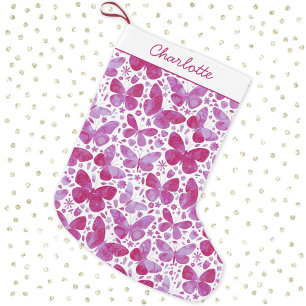 Butterfly Watercolor Pink Small Christmas Stocking