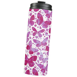 Butterfly Watercolor Pink Thermal Tumbler