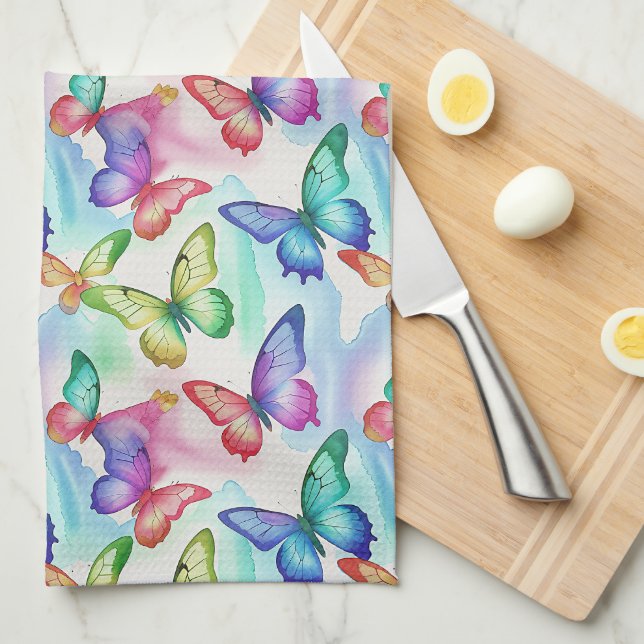 Butterfly Watercolor Tea Towel (Quarter Fold)