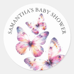 Butterfly Watercolor Thank You Classic Round Sticker