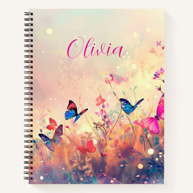 Butterfly & Watercolor Wildflowers Foliage Notes  Notebook (Front)