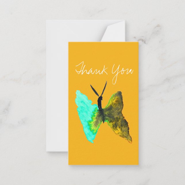 Butterfly watercolour aqua pretty card (Front)