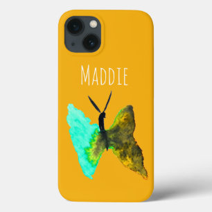 Butterfly watercolour aqua pretty iPhone 13 case