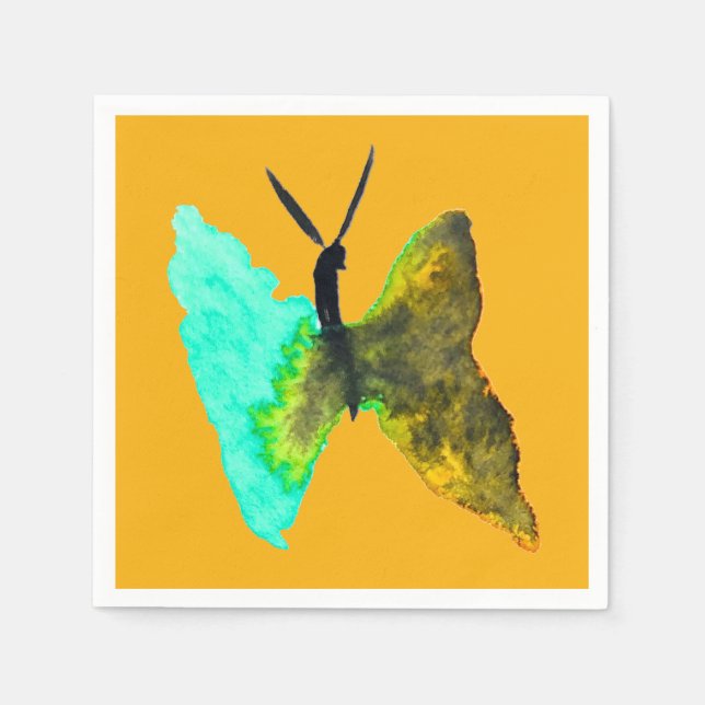 Butterfly watercolour aqua pretty napkin (Front)